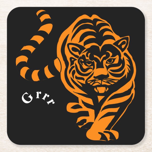 Tiger Square Paper Coaster (Front)