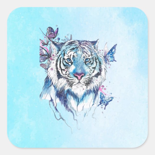 Tiger Square Sticker (Front)