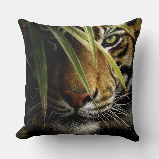 Tiger Square Throw Pillow (Front)