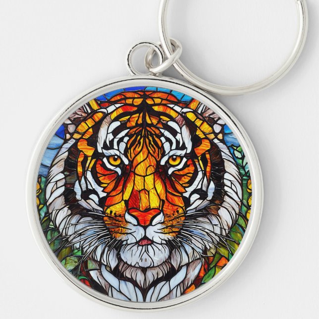 Tiger stained glass key ring (Front)