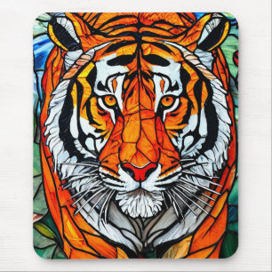 Tiger stained glass mouse mat