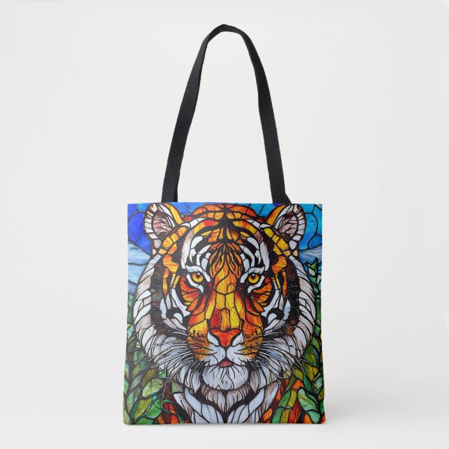 Tiger stained glass tote bag (Front)