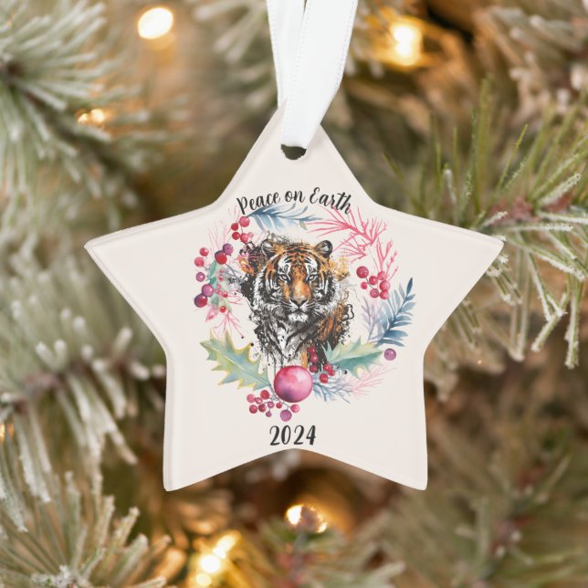 "Tiger" Star Shaped Acrylic Ornament (Tree)