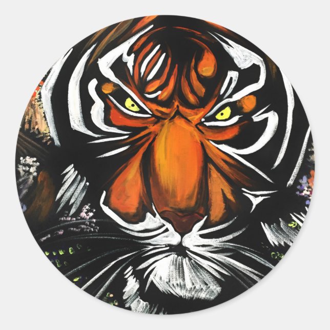 Tiger Stare   Classic Round Sticker (Front)