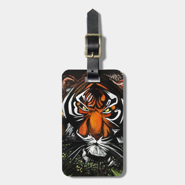 Tiger Stare Luggage Tag (Front Vertical)