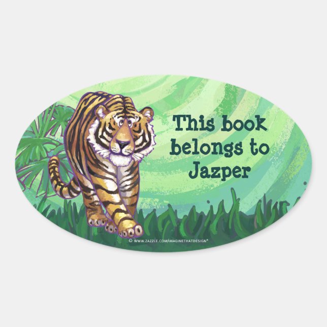 Tiger Stationery Oval Sticker (Front)