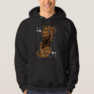 Tiger Steampunk Card Game Queen Poker Spades Hoodie