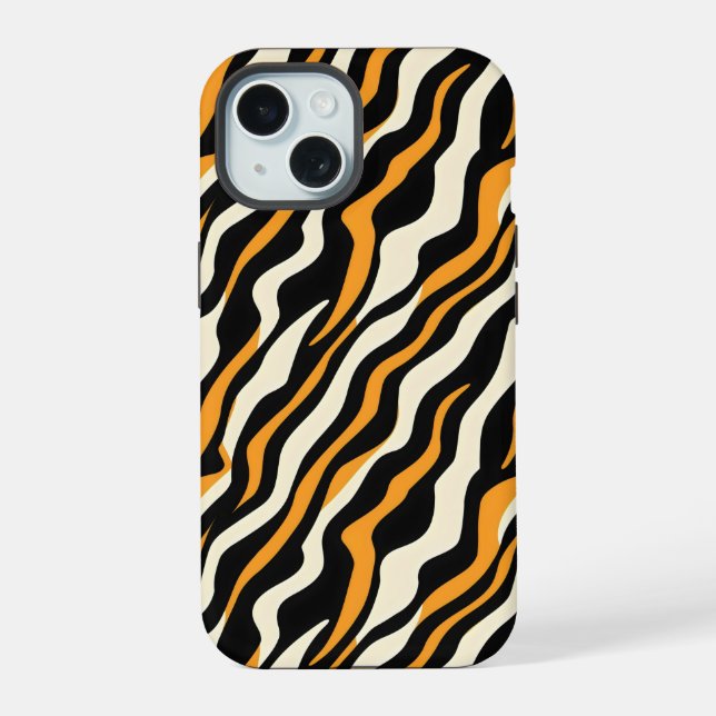 Tiger Stipes Pattern iPhone 15 Case (Back)