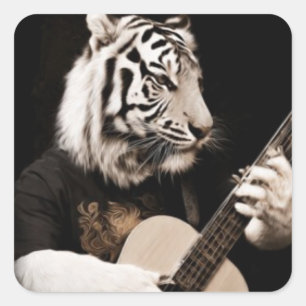 Tiger Strings – Elegant Musical Art Square Sticker