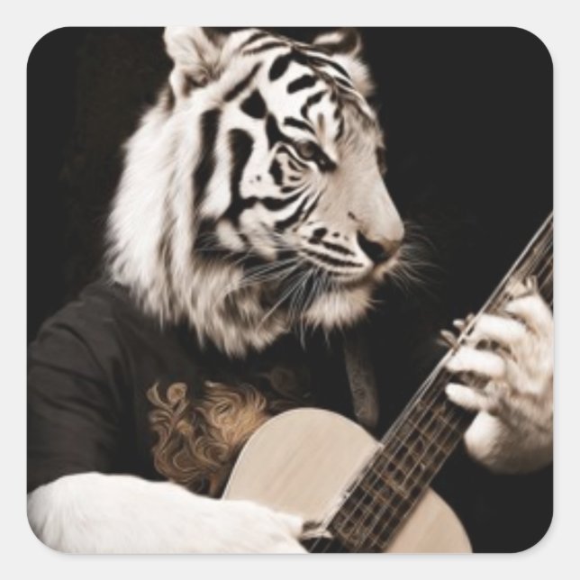 Tiger Strings – Elegant Musical Art Square Sticker (Front)