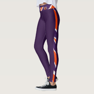 Tiger Strip- Purple Orange Football Design Leggings