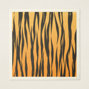 Tiger Stripe Black Gold Wedding Animal Print Party Napkin