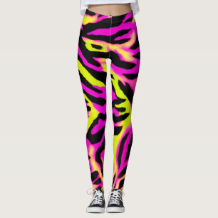 Tiger Stripe black Orange Wild Animal skin pattern Leggings