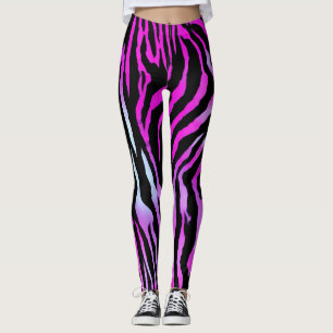 Tiger Stripe black Pink Wild Animal skin pattern Leggings