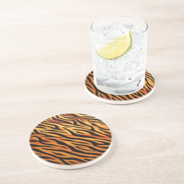 Tiger Stripe Fur Pattern Coaster (Side)