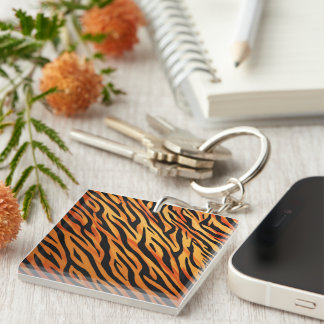 Tiger Stripe Fur Pattern Key Ring