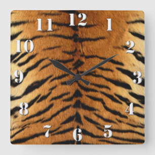 Tiger Stripe Fur Print Square Wall Clock
