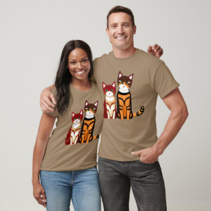 Tiger Striped Cat and Ginger Kitten T-Shirt