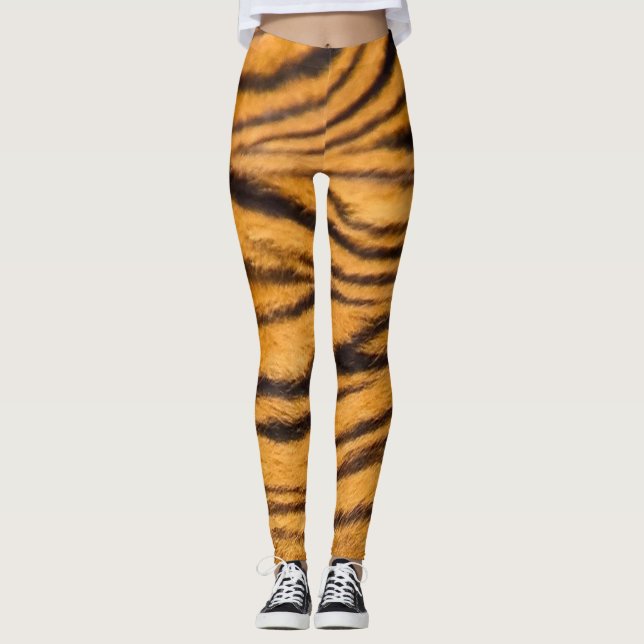 Tiger Striped Fur Looking Leggings Fun and Fast (Front)