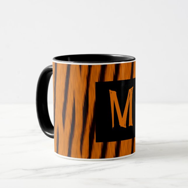 Tiger Striped Monogrammed Mug (Front Left)
