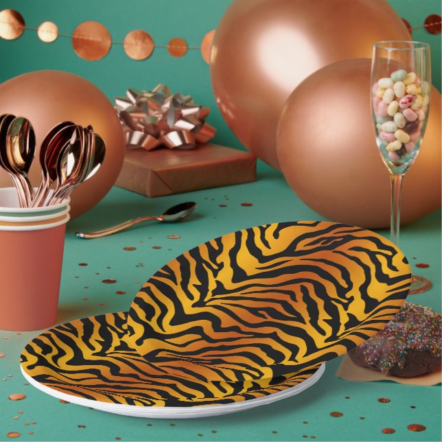 Tiger striped paper plate (Multi)