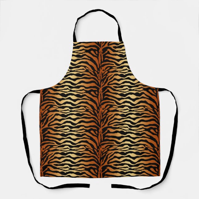 Tiger Stripes Animal Print, Amber, Black and Tan Apron (Front)