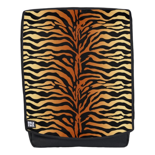 Tiger Stripes Animal Print, Amber, Black and Tan Backpack (Front)