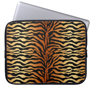 Tiger Stripes Animal Print, Amber, Black and Tan Laptop Sleeve