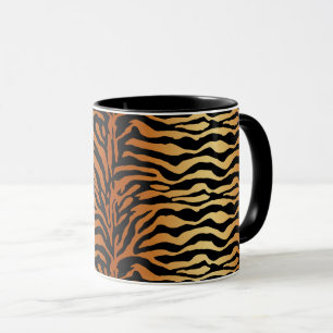 Tiger Stripes Animal Print, Amber, Black and Tan Mug