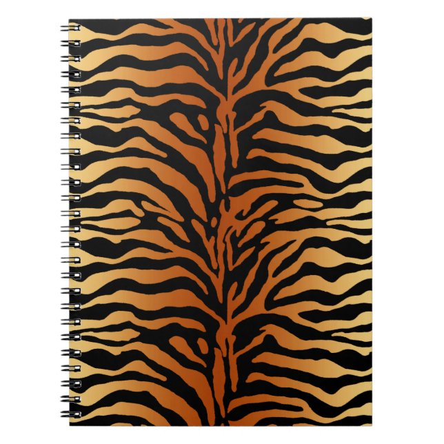 Tiger Stripes Animal Print, Amber, Black and Tan Notebook (Front)