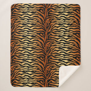 Tiger Stripes Animal Print, Amber, Black and Tan Sherpa Blanket