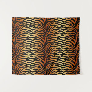 Tiger Stripes Animal Print, Amber, Black and Tan Tapestry
