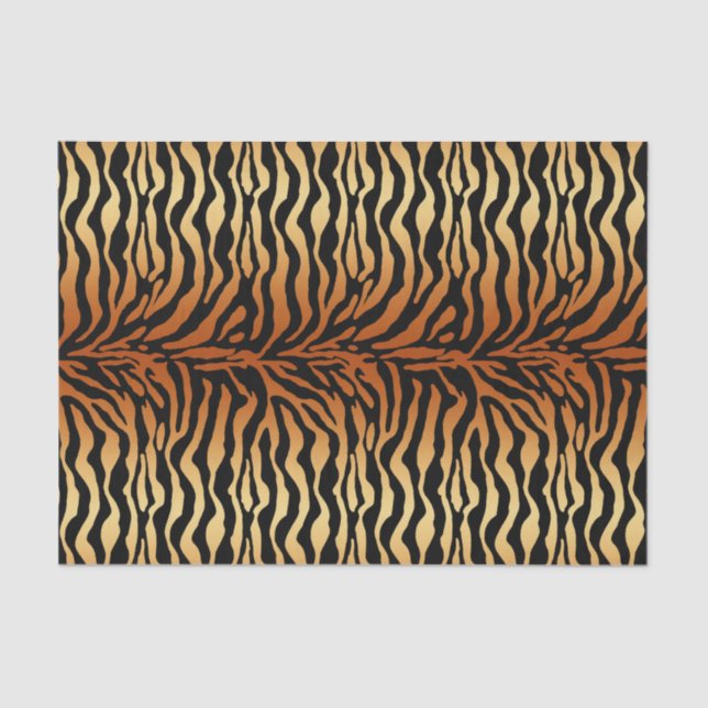 Tiger Stripes Animal Print, Amber, Black and Tan Tissue Paper (Front)