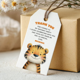 Tiger Stripes Cute Safari 1st Birthday Thank You Gift Tags