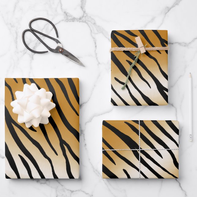 Tiger Stripes Exotic Animal Print  Wrapping Paper Sheet (Front)