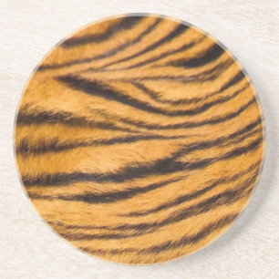 Tiger Stripes Fur Black and Orange Personalise it Coaster