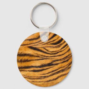 Tiger Stripes Fur Black and Orange Personalise it Key Ring