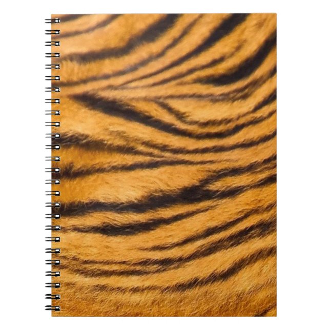 Tiger Stripes Fur Black and Orange Personalise it Notebook (Front)