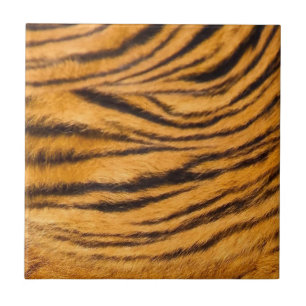 Tiger Stripes Fur Black and Orange Personalise it Tile