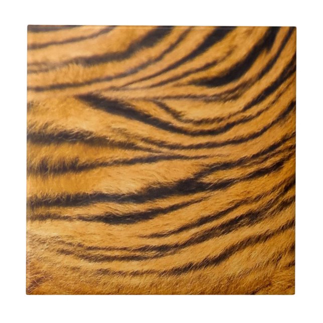 Tiger Stripes Fur Black and Orange Personalise it Tile (Front)
