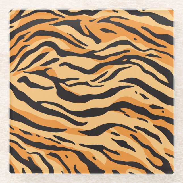 Tiger Stripes Glass Coaster (Front)