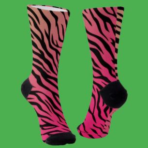 Tiger Stripes Gradient Crew Socks – Pink & Orange 