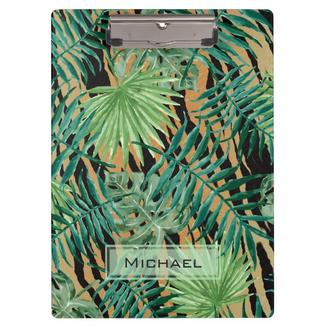 Tiger Stripes Jungle Camouflage Personalised Clipboard (Front)