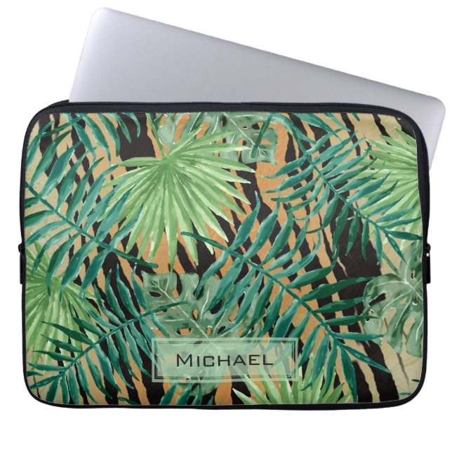 Tiger Stripes Jungle Camouflage Personalised Laptop Sleeve (Front)
