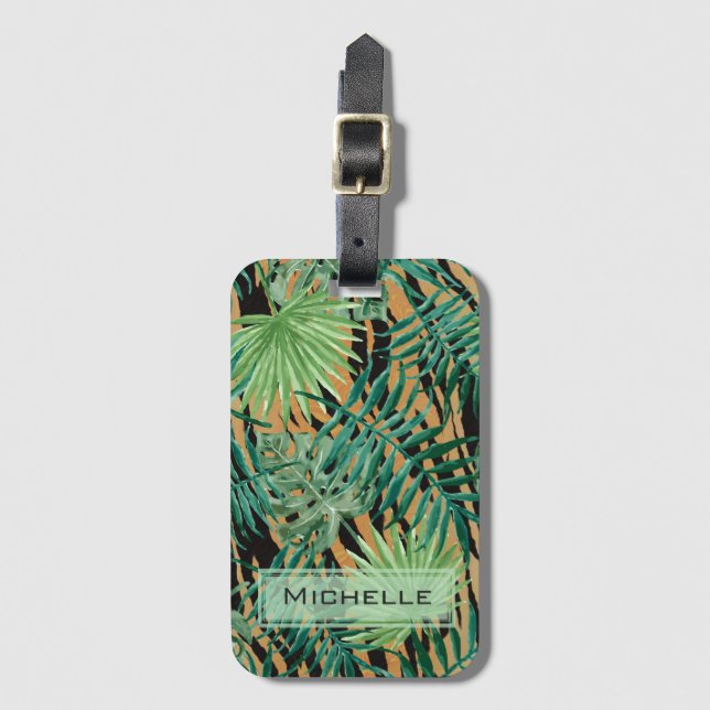 Tiger Stripes Jungle Camouflage Personalised Luggage Tag (Front Vertical)
