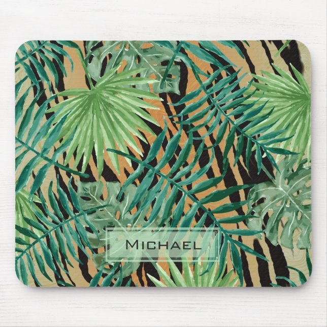 Tiger Stripes Jungle Camouflage Personalised Mouse Mat (Front)
