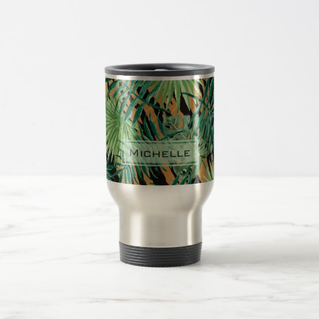 Tiger Stripes Jungle Camouflage Personalised Travel Mug (Center)