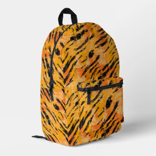 Tiger Stripes Orange Pattern Printed Backpack