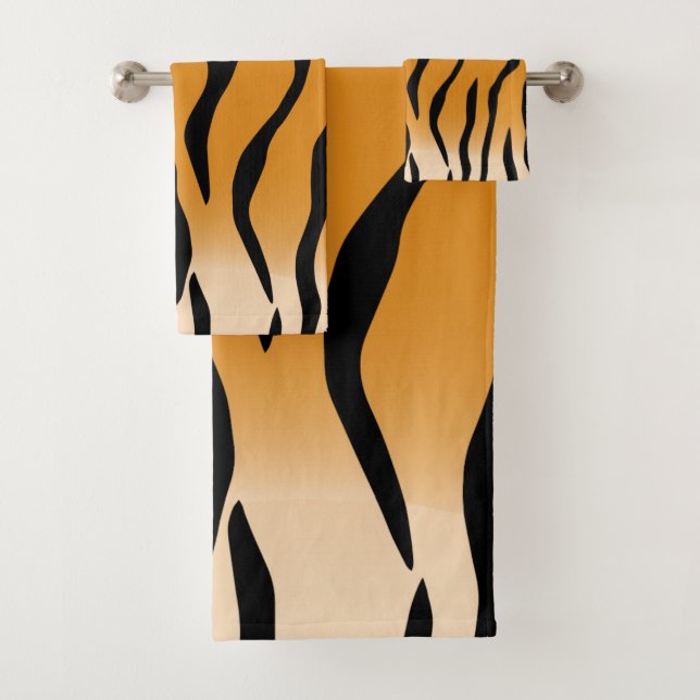 Tiger stripes pattern bath towel set (Insitu)