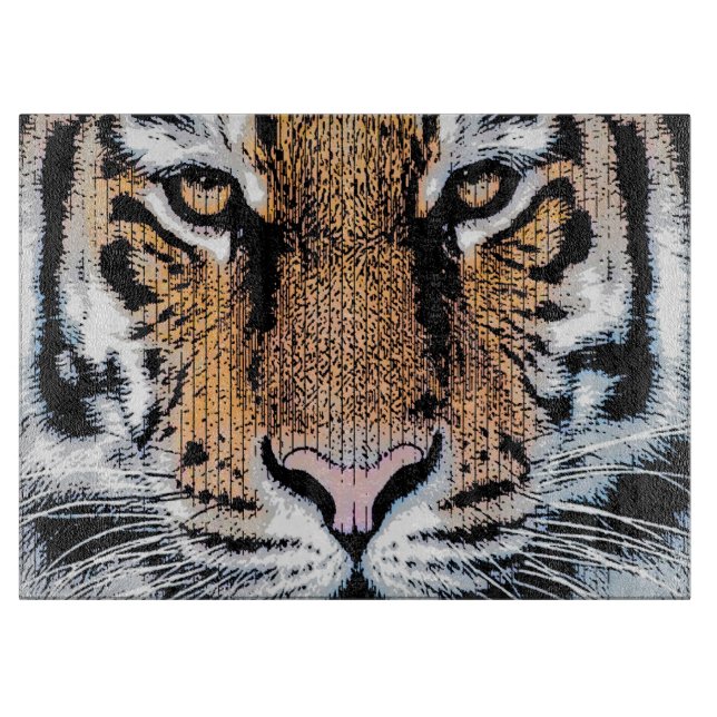Tiger stripes Portrait in Graphic Press Style Cutting Board (Front)